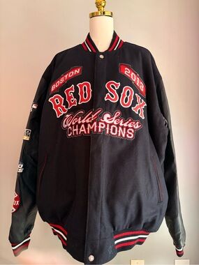 JH Designs Boston Red Sox Black 2013 World Series Champions Varsity Jacket